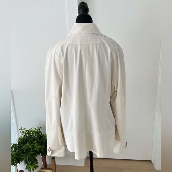 ZENOBIA Lightweight Lined Zip Front Jacket Made Canada Silk Blend Neutral Office - Picture 4 of 16